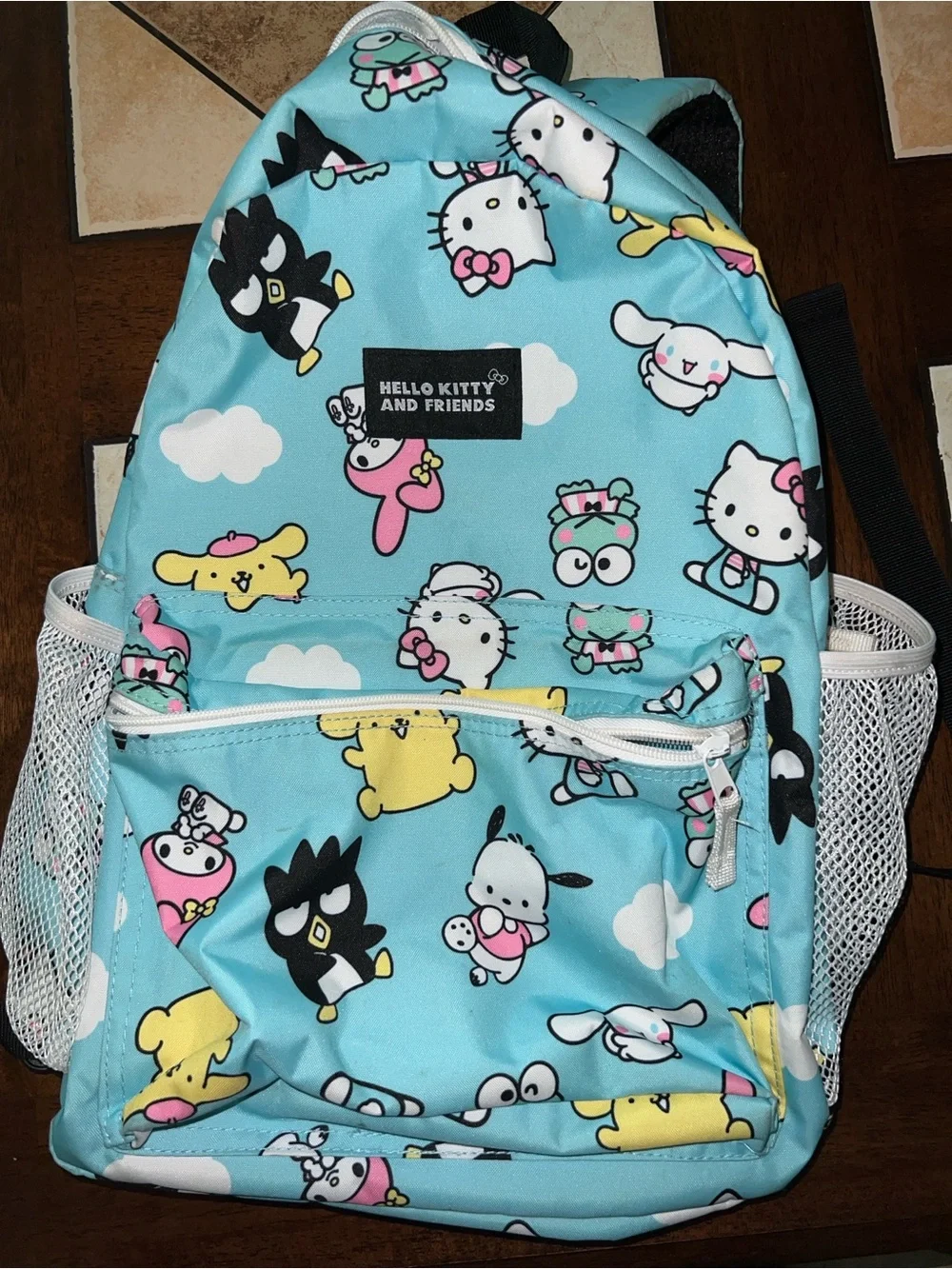 Hello Kitty Light Blue Kids Backpack with Multicolor Characters